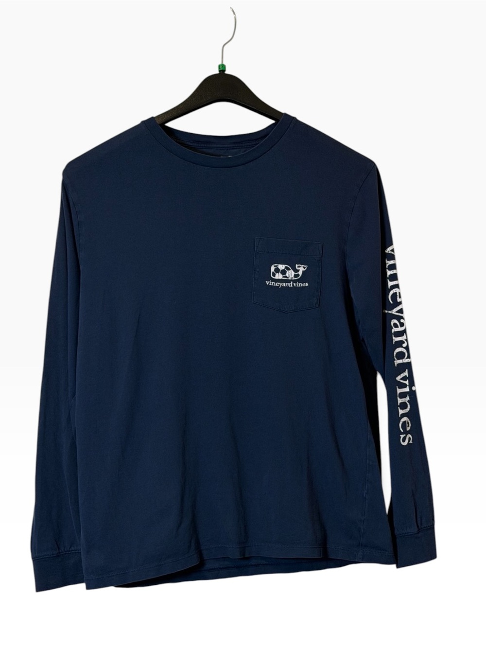 Vineyard Vines Navy Long-Sleeve Pocket Tee Sleeve Logo Mens Sz M Whale Soccer